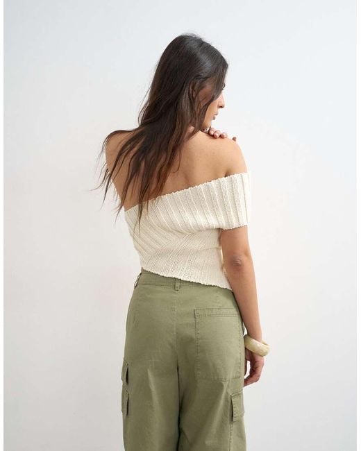 TOPSHOP Green Knit One Shoulder Asymmetric Top
