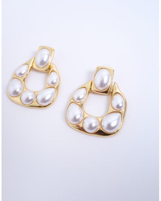 TOPSHOP Black Porter Pearl Stud Statement Earrings