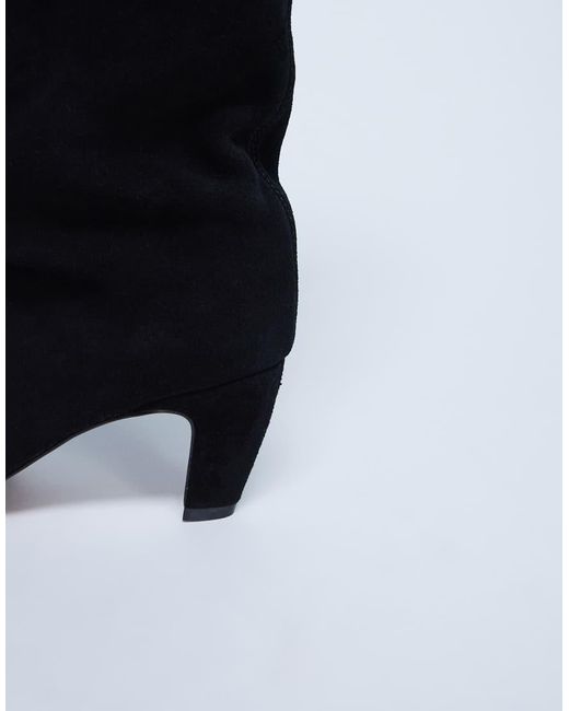 TOPSHOP Black Nelly Real Suede Pointed Toe Slouch Boot