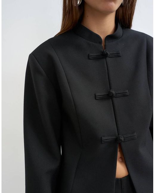TOPSHOP Black Mandarin Collar Blazer