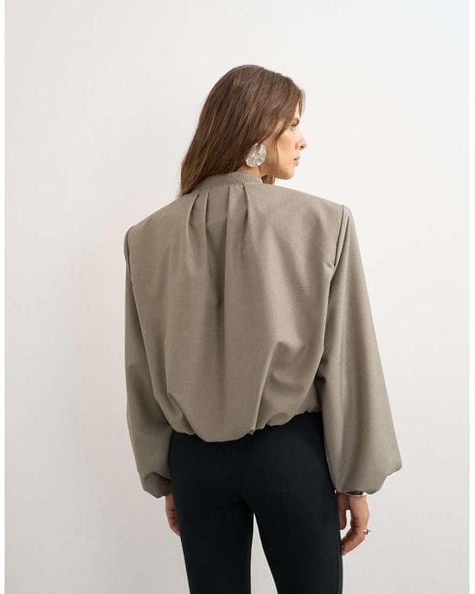 TOPSHOP Natural Oversized Zip Up Bomber Jacket