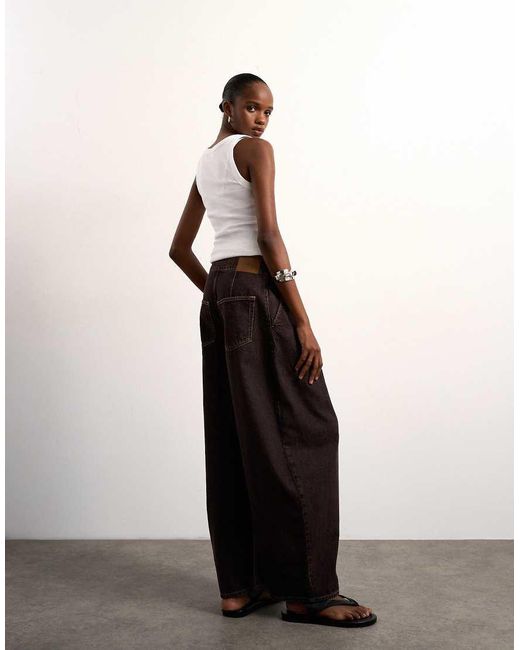 TOPSHOP White Mid Rise Oversized Belted Barrel Jean