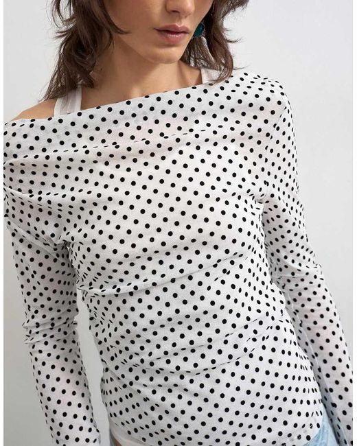 TOPSHOP Gray Printed Double Layer Long Sleeve Top