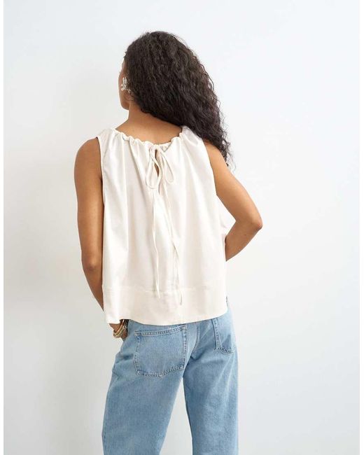 TOPSHOP White Trapeze Tie Back Top