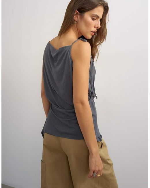 TOPSHOP Blue Cami Asymmetric Top