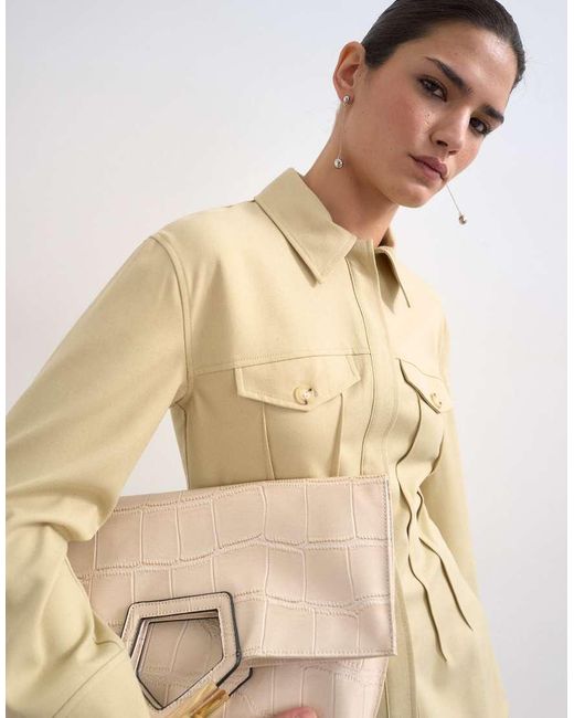 TOPSHOP Natural Co Ord Tailored Shirt With Pleats