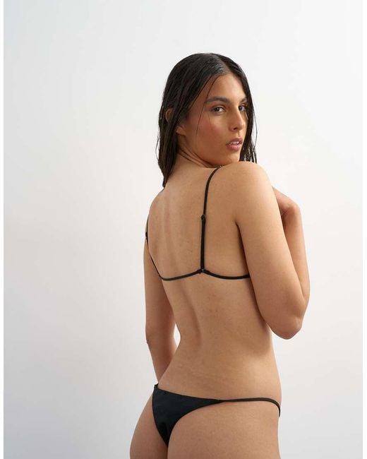 TOPSHOP Brown Milly Micro Thong Bikini Bottoms