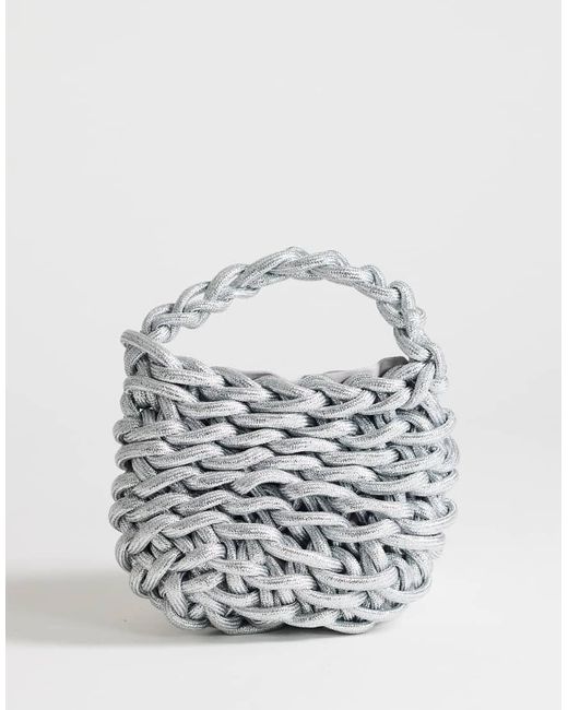 TOPSHOP White Morgan Small Weave Grab Bag