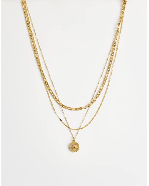 TOPSHOP Metallic Nyle Stainless Steel Multi Chain Necklace With Pendants