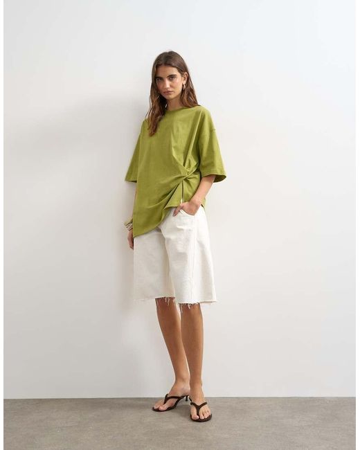TOPSHOP Green Knot Twist T-Shirt