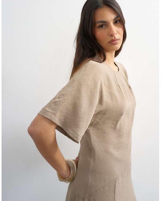 TOPSHOP Natural Cupro Dropped Waist Maxi T-Shirt Dress