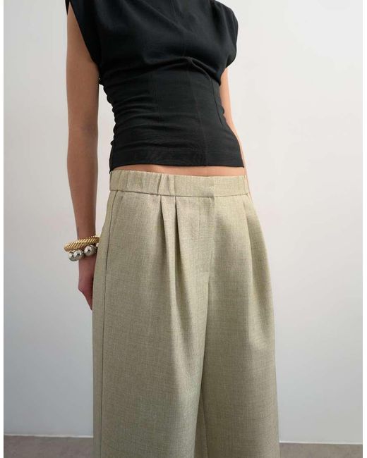 TOPSHOP Multicolor Textured Plain Elasticated Tailored Trouser