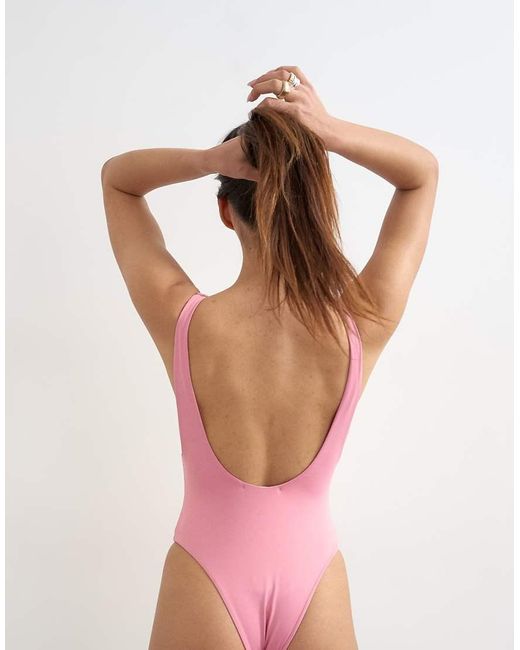 TOPSHOP Pink Clarice Scoop Back Swimsuit