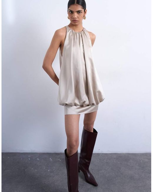 TOPSHOP White Bubble Hem Mini Dress