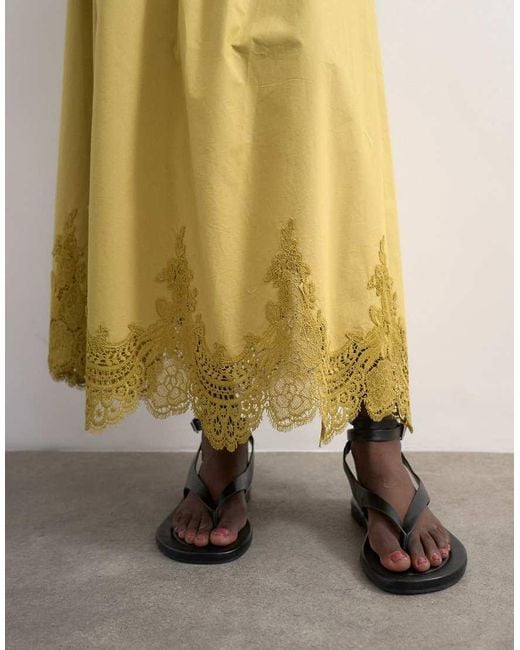 TOPSHOP Multicolor Lace Hem Full Maxi Skirt