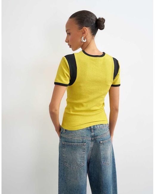 TOPSHOP Blue Waffle Double Layer Tee