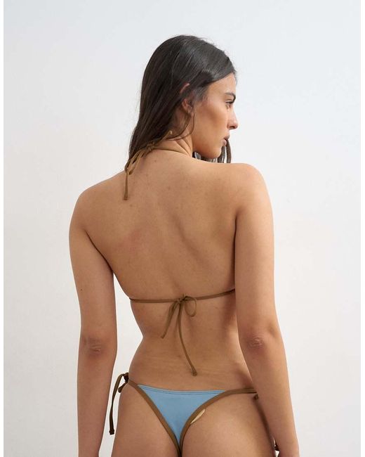 TOPSHOP Blue Ibiza Thong Bikini Bottoms