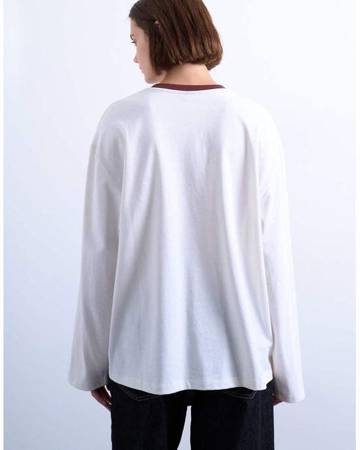 TOPSHOP White Graphic Brasilia Contrast Ringer Skater Tee