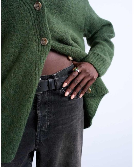TOPSHOP Green Knitted Oversized Boyfriend Longline Easy Cardigan