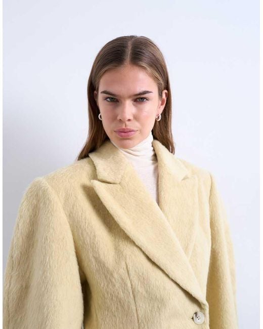 TOPSHOP Natural Brushed Ovoid Sleeve Cinched Waist Blazer Coat