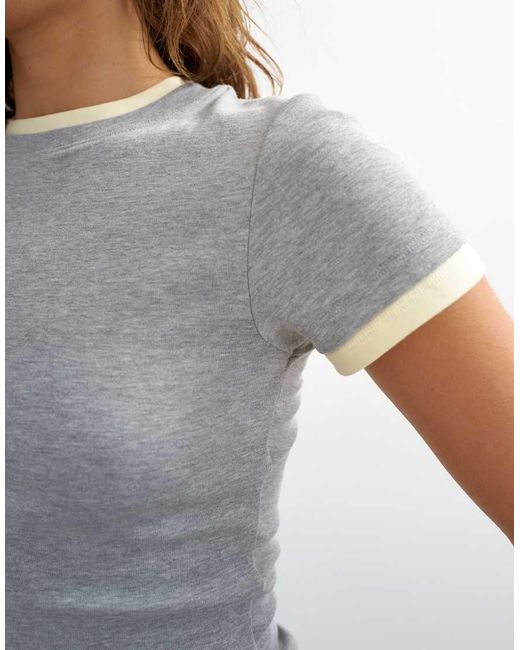 TOPSHOP Gray Layered Short Sleeve Fitted Tee