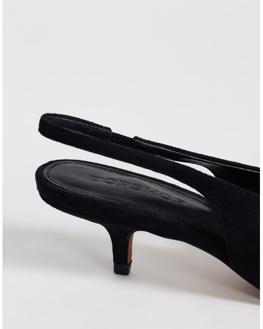 TOPSHOP White Ali Kitten Heel Sling Back Court