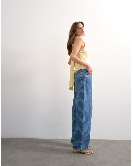 TOPSHOP Blue Barrel Mid Rise Jean