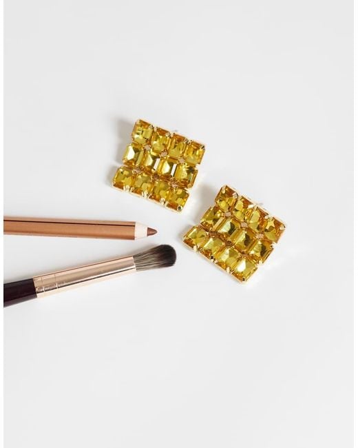TOPSHOP Metallic Eddie Square Statement Earrings