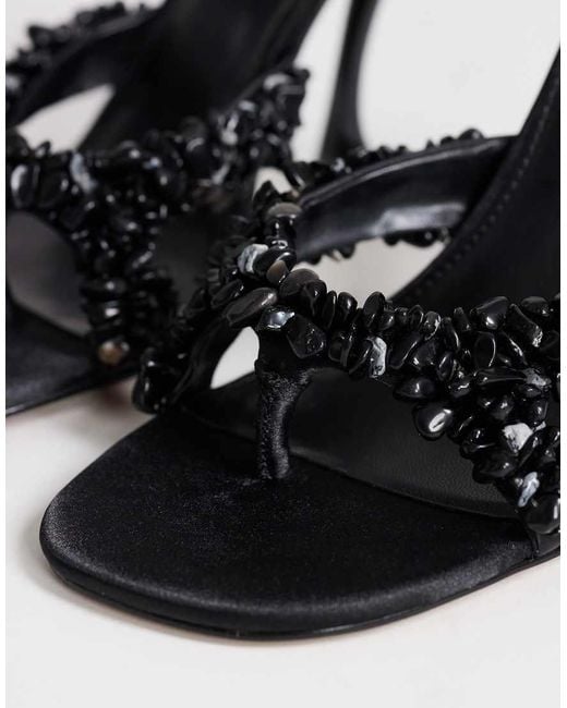 TOPSHOP Blue Natasha Embellished Mule High Heeled Sandal