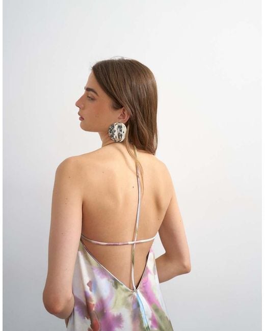 TOPSHOP White Satin Seamed Maxi Dress With Piped Edges