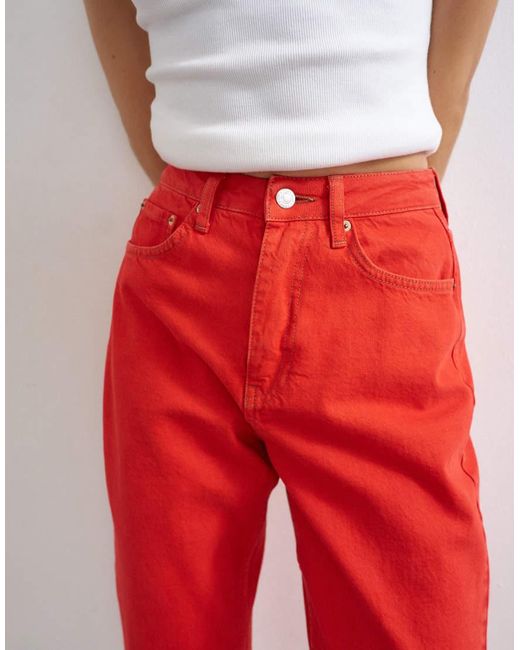TOPSHOP Red Mom High Rise Loose Fit Jean