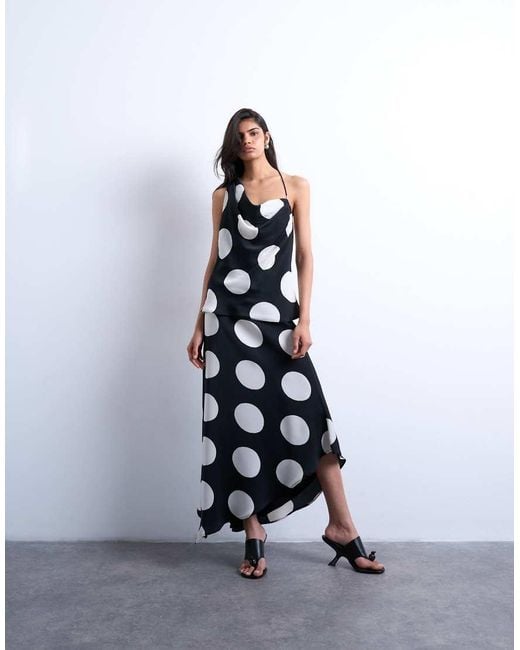 TOPSHOP White One Shoulder Satin Top