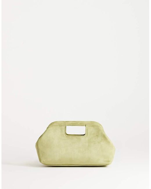 TOPSHOP Green Gordan Medium Suedette Clutch With Handle