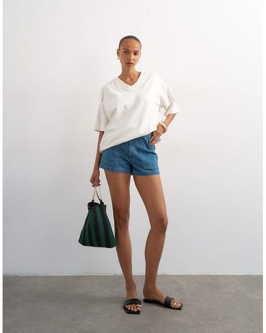 TOPSHOP White Denim Scout Short