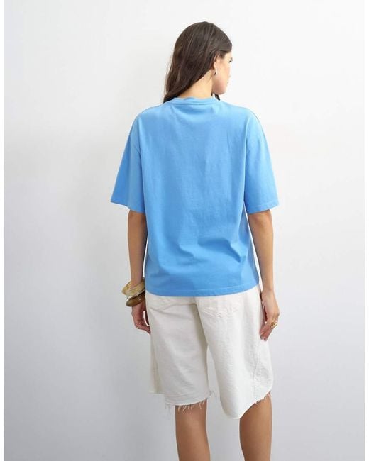 TOPSHOP Blue 'Coucher De Soleil' Graphic Oversized Tee
