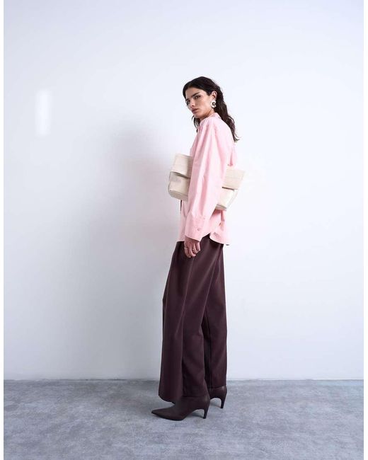 TOPSHOP Pink Darted Cuff Oversized Shirt