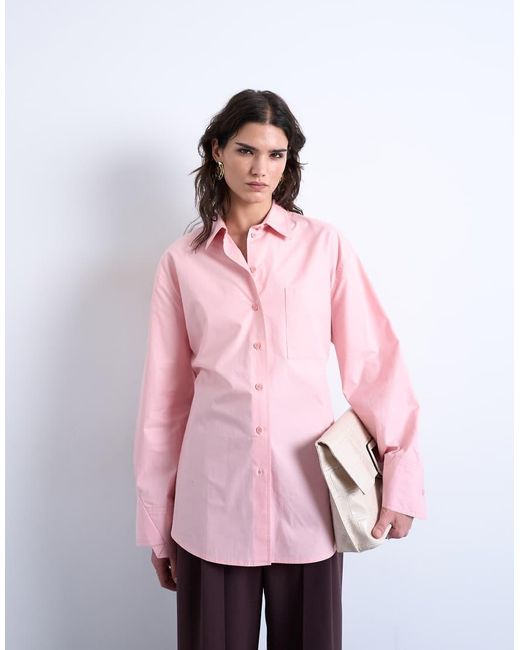 TOPSHOP Pink Darted Cuff Oversized Shirt