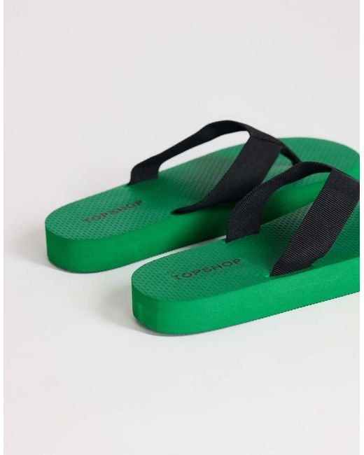 TOPSHOP Green Molly Toe Thong Sandal