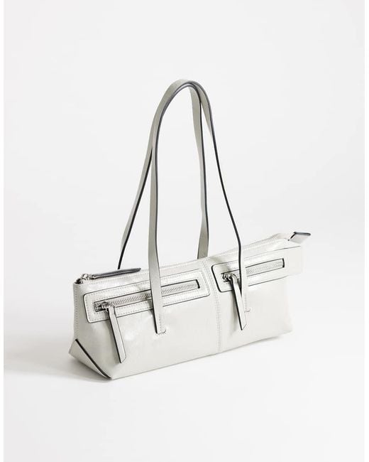 TOPSHOP White Snoopy Small Zip Front Pocket Shoulder Bag