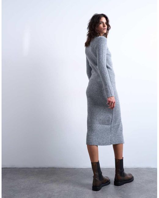 TOPSHOP Blue Knitted Cardigan Midi Dress