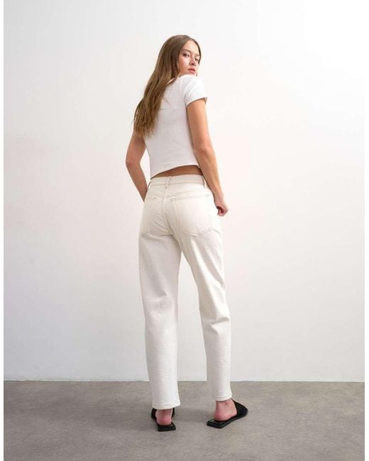 TOPSHOP White Orson Mid Rise Comfort Straight Jean