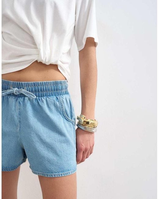 TOPSHOP Blue Tuck Hem Boxy Tee