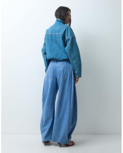 TOPSHOP Blue Side Pleat Cocoon Jean