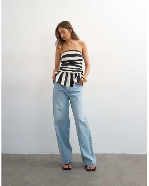 TOPSHOP White Gathered Bust Bandeau With Peplum Hem