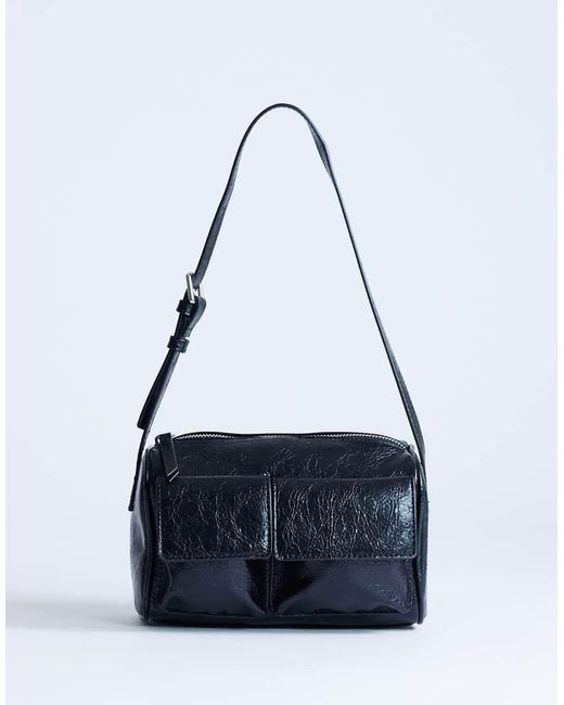 TOPSHOP Blue Safia Front Pocket Shoulder Bag