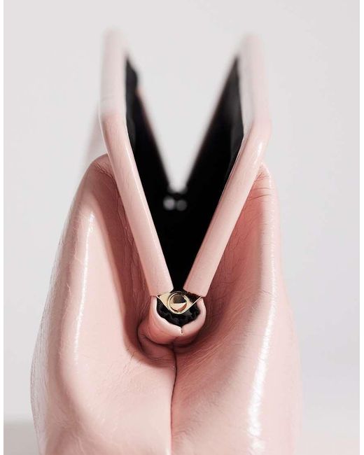 TOPSHOP Pink Anna Medium Angular Clutch Bag