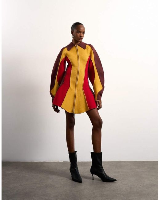 TOPSHOP Tolu Coker X Knitted Ovoid Sleeve Structured Dress