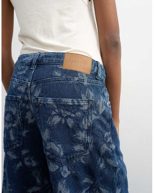 TOPSHOP Blue Barrel Mid Rise Jean