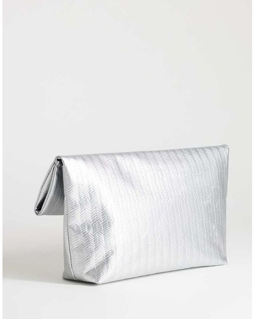 TOPSHOP Blue George Weave Oversized Clutch Bag