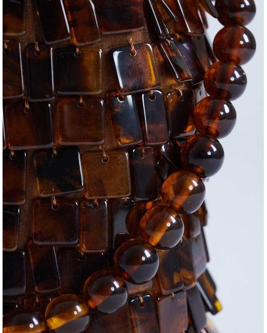 TOPSHOP Brown Georgie Small Embellished Grab Bucket Bag